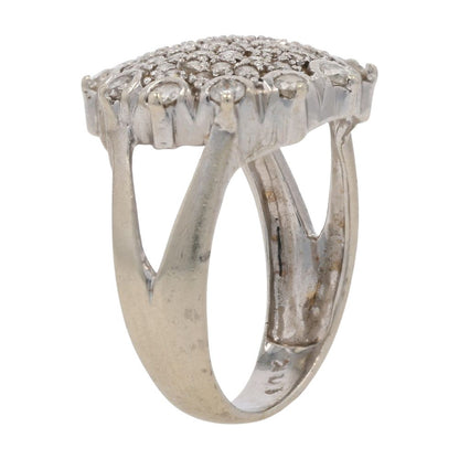 1 1/4 Ct 14K White Gold Round Diamond Cluster Cocktail Ring
