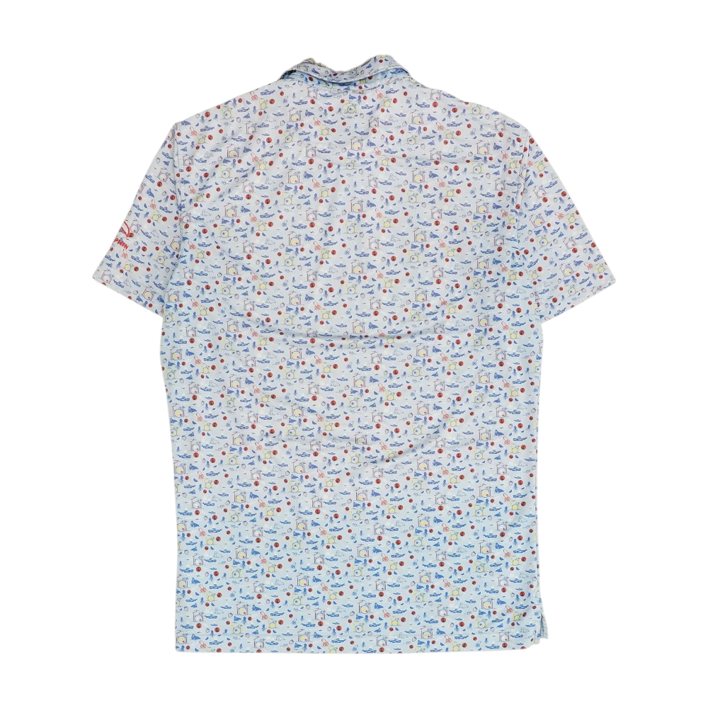 Blue Graphic Short Sleeve Polo