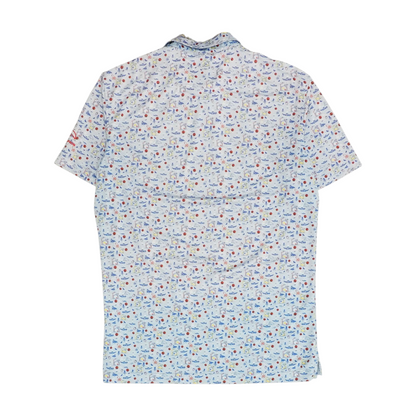 Blue Graphic Short Sleeve Polo