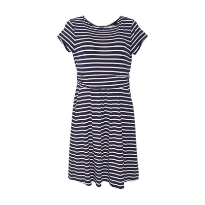 Navy Petite Striped Midi Dress