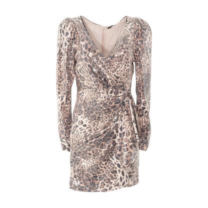 Beige Animal Print Mini Dress