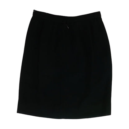 Vintage Black Solid Midi Skirt