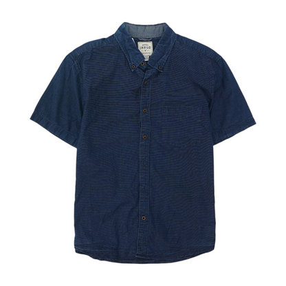 Navy Solid Short Sleeve Button Down