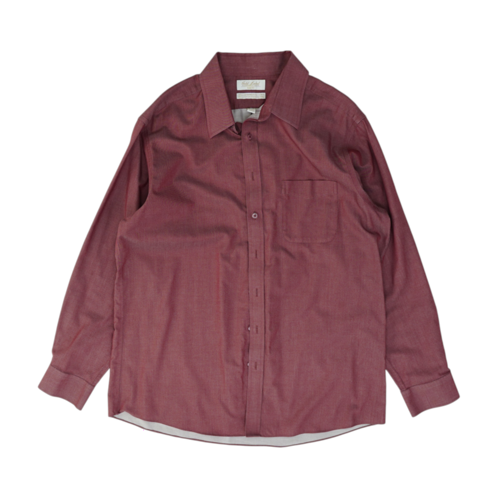 Red Solid Long Sleeve Button Down