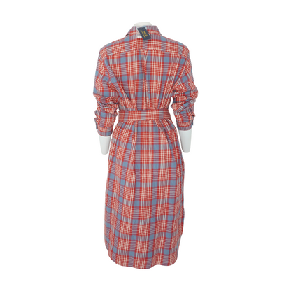 Red Plaid Midi Dress