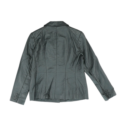 Black Solid Leather Jacket