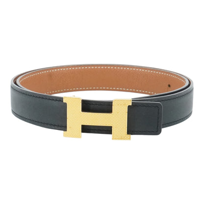 Noir & Gold Mini Constance Guillochee Belt Buckle & Reversible Leather Strap 24 mm in Swift and Epsom Calfskin