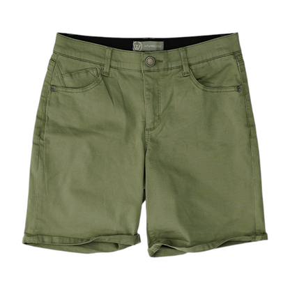 Olive Solid Denim Shorts