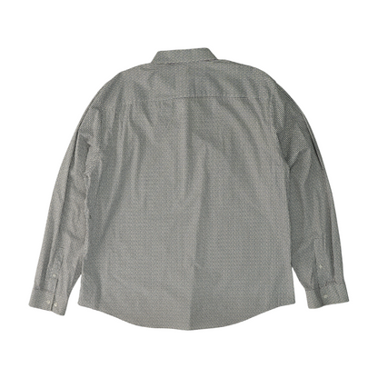 White Print Long Sleeve Button Down