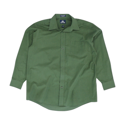 Green Solid Long Sleeve Button Down
