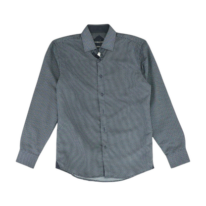 Navy Print Long Sleeve Button Down