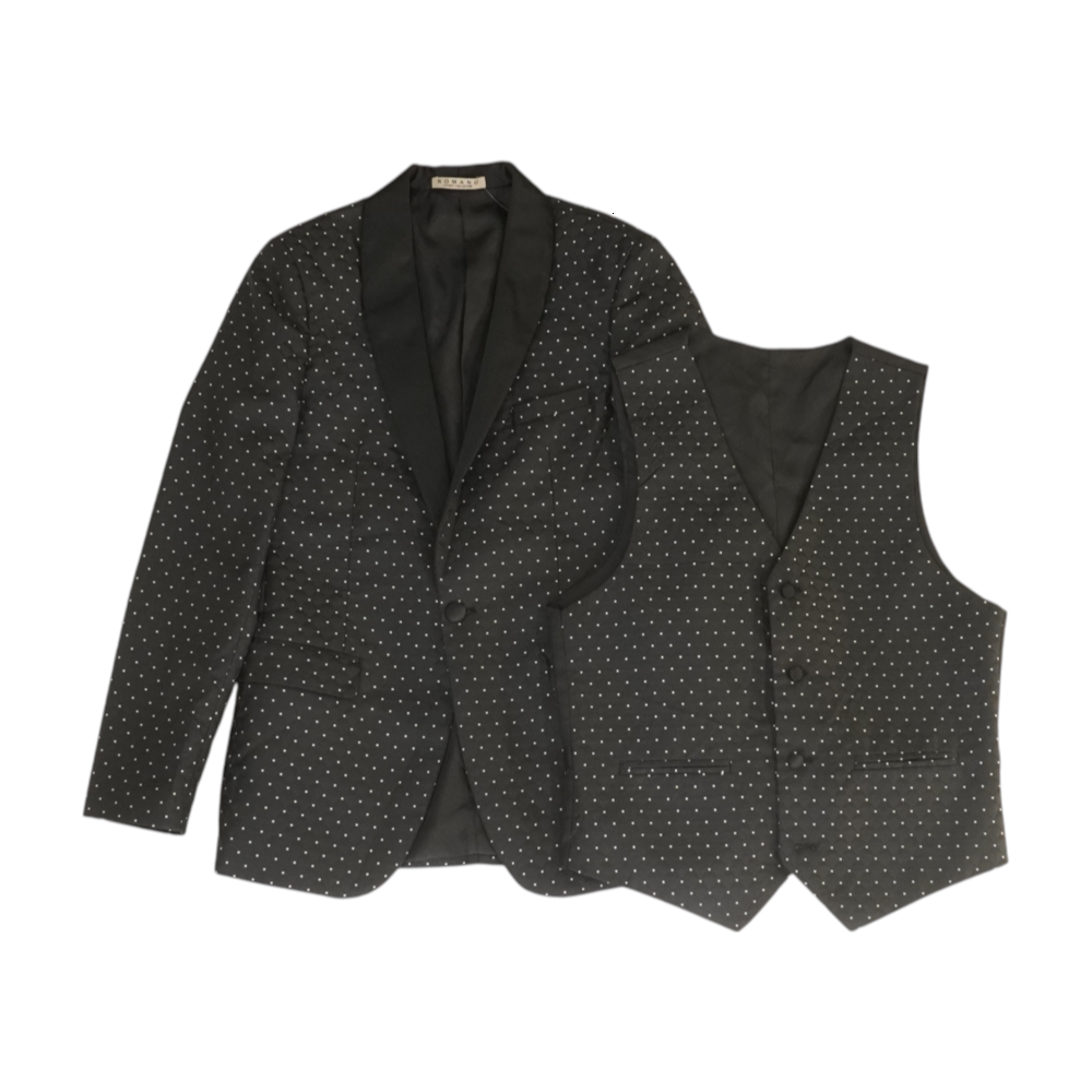 Romano Luxury Collection Black Geometric 2pc Suit – Image 1