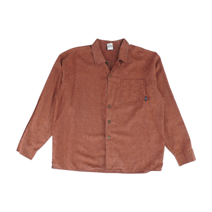 Red Solid Long Sleeve Button Down
