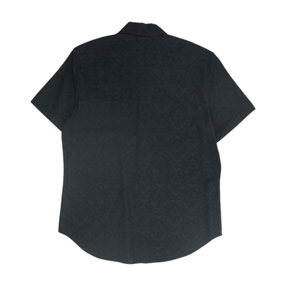 Black Print Short Sleeve Button Down