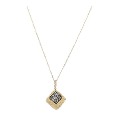 1/3 Ct 14K Gold Chocolate And White Diamond Textured Pendant Necklace