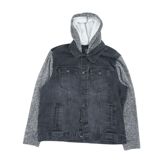 Black Solid Denim Jacket