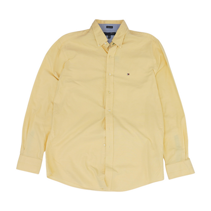 Yellow Solid Long Sleeve Button Down