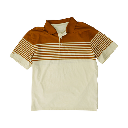 Beige Striped Short Sleeve Polo