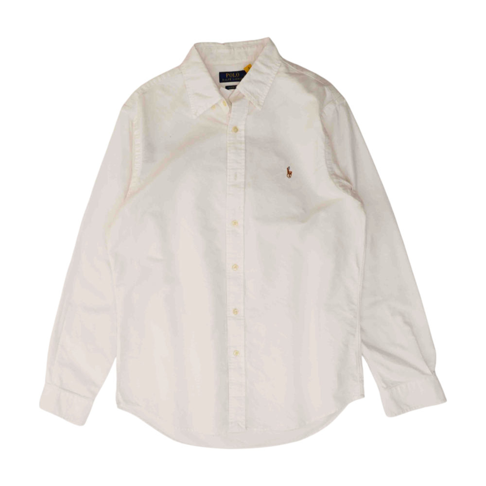 White Solid Long Sleeve Button Down