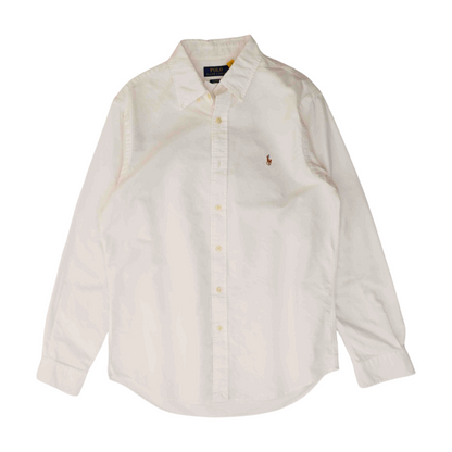 White Solid Long Sleeve Button Down