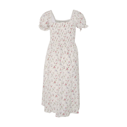 White Floral Midi Dress