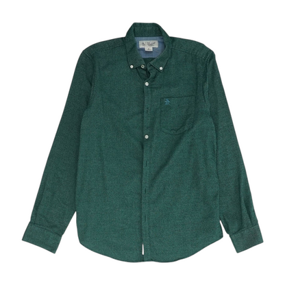 Green Solid Long Sleeve Button Down