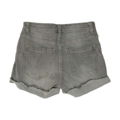 Gray Solid Denim Shorts