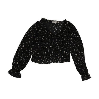 Black Floral Cropped Blouse