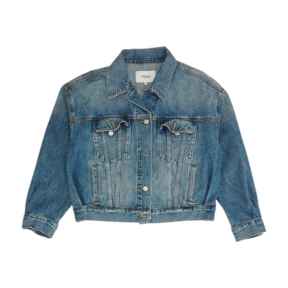 Blue Solid Denim Jacket
