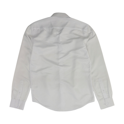 White Solid Long Sleeve Button Down