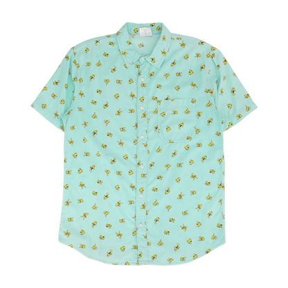 Green Graphic Short Sleeve Button Down