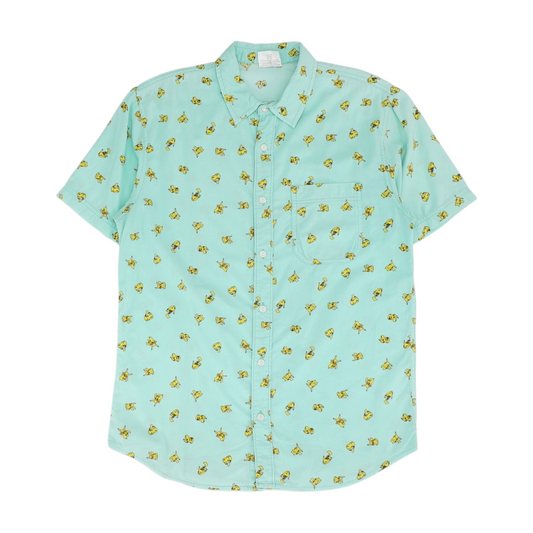 Green Graphic Short Sleeve Button Down