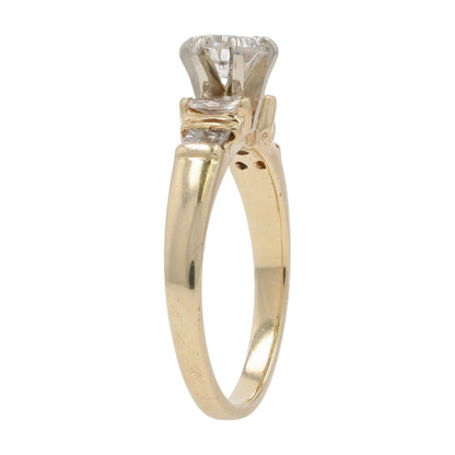 1/2 Ct 14K Gold Round Diamond Center And Accented Shank Engagement Ring