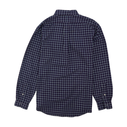 Navy Plaid Long Sleeve Button Down