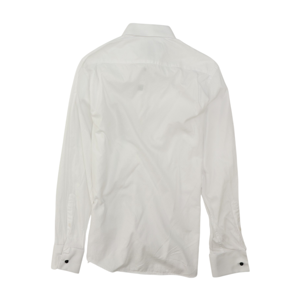White Solid Long Sleeve Button Down