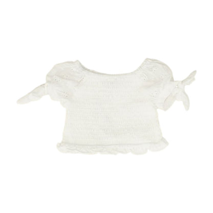 White Solid Short Sleeve Blouse
