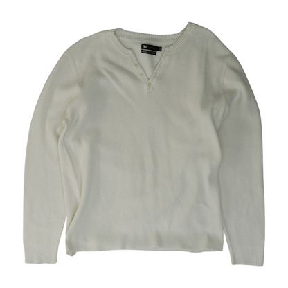White Solid 1/4 Zip Sweater
