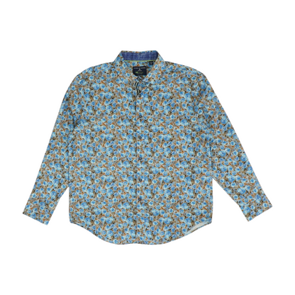 Blue Floral Long Sleeve Button Down