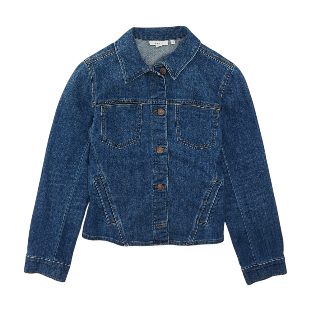 Blue Solid Denim Jacket