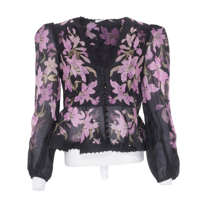 Purple Dawning V-Neck Beaded Blouse