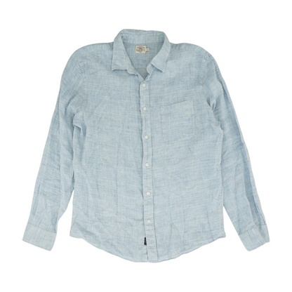 Blue Solid Long Sleeve Button Down