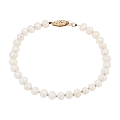 14K Yellow Gold Cultured Pearl Beaded Bracelet