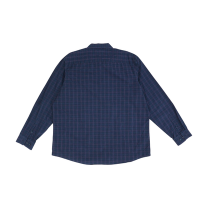 Navy Plaid Long Sleeve Button Down