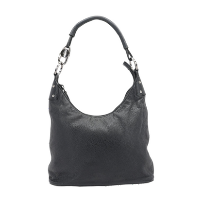Black Leather Hobo Shoulder Bag