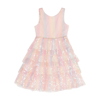 Pink Striped Formal Dress