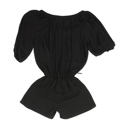 Black Solid Romper