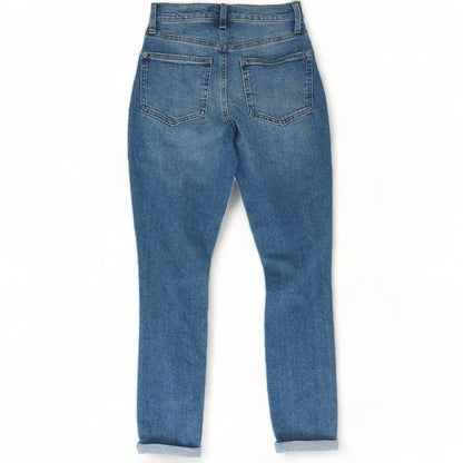Blue Solid High Rise Slim Leg Jeans