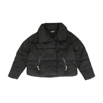 Black Solid Puffer Jacket