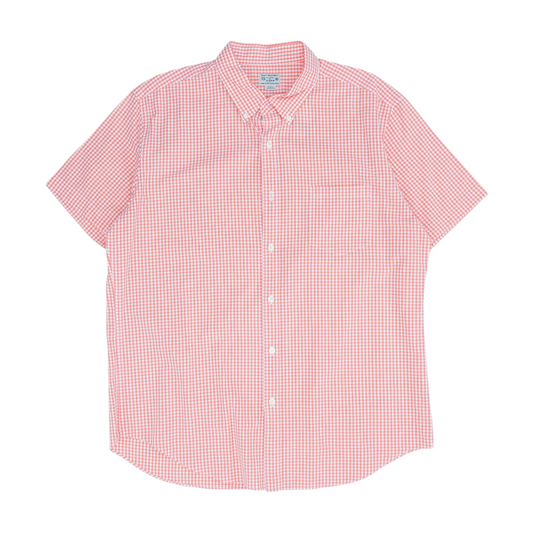 Peach Check Short Sleeve Button Down