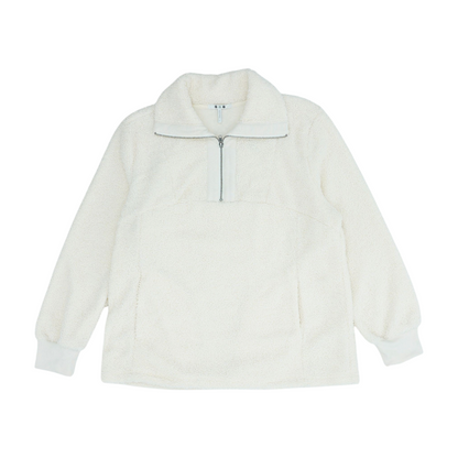 Cream Solid 1/4 Zip Pullover